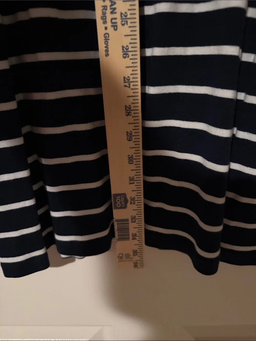 Lauren Ralph Lauren Navy and White Striped Boatneck Dress with Orange Trim